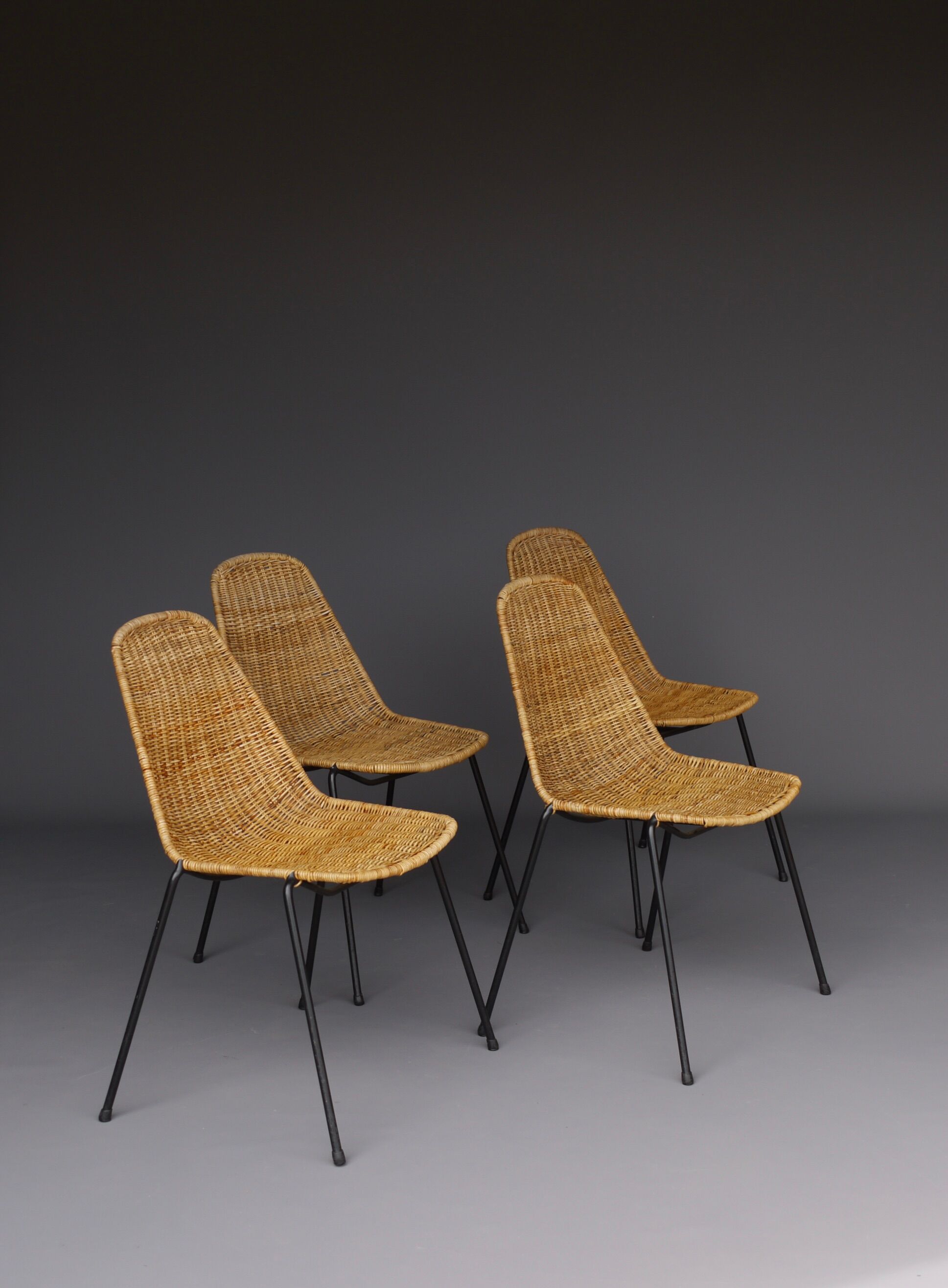 Mid-Century Wicker Chairs by Gian Franco Legler, 1950s. Set of 4