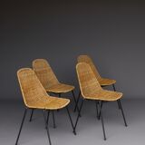Mid-Century Wicker Chairs by Gian Franco Legler, 1950s. Set of 4
