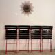 Lot de 4 chaises pliantes cuir et métal design italien Zanuso pour  Zanotta Celestina vintage