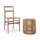 Cylindrical pouf in curved rattan by Castano, 1960s