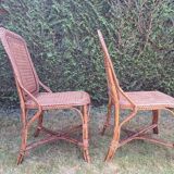 4 Perret and Vibert bamboo and rattan chairs