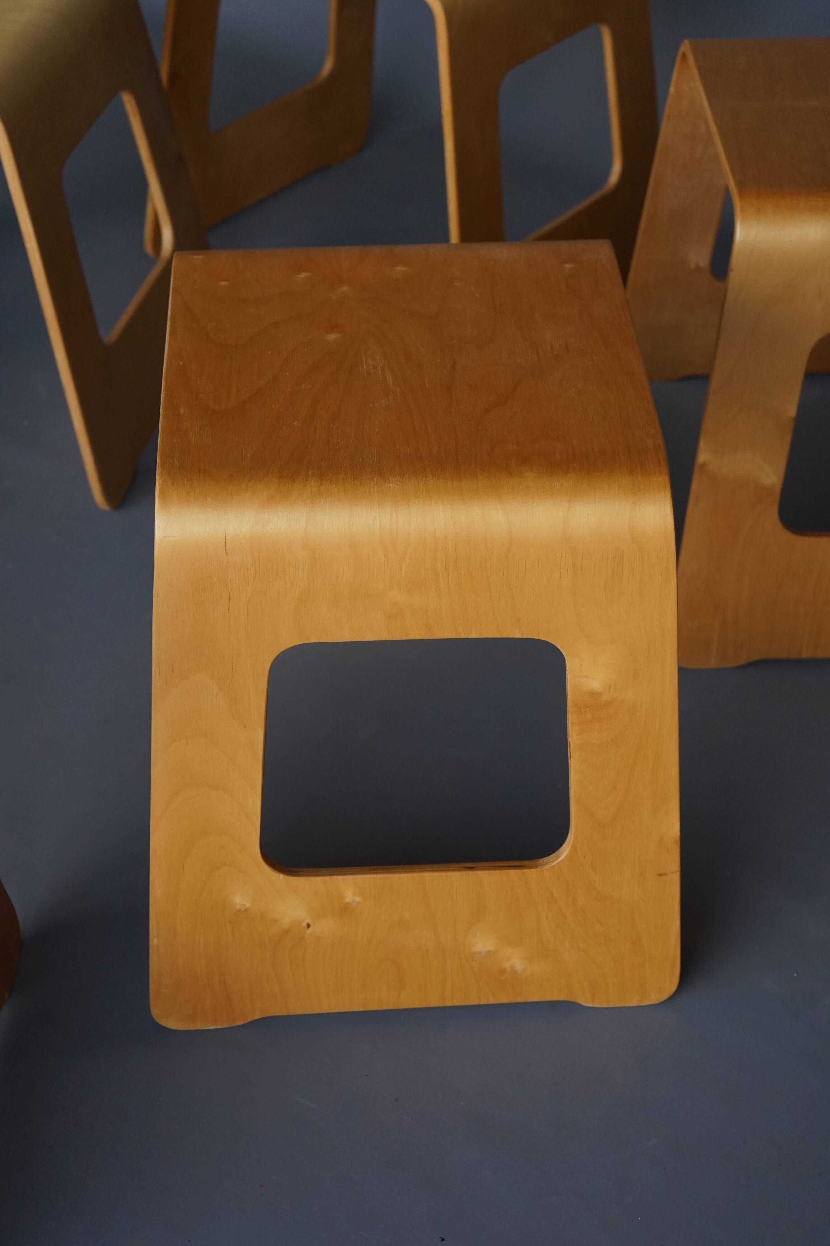 Tabourets Benjamin vintage IKEA en contreplaqué par Lisa Norinder, 1999. Lot de 6