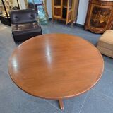 Extendable teak round table – vintage Scandinavian design – Ø120 cm + 2 extensions