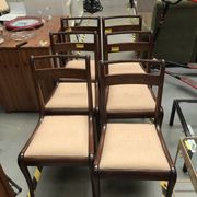 6 Art Nouveau chairs with brass marquetry