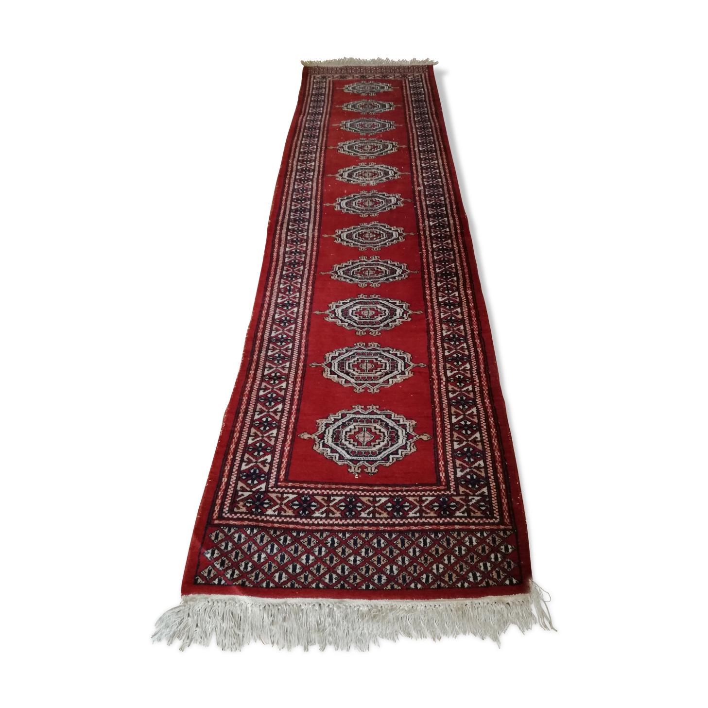 Afghan carpet knotted hand at the end of the 19th century 72x176cm