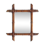 French Faux Bamboo Wall Mirror, Aged Patina, Circa 1900s