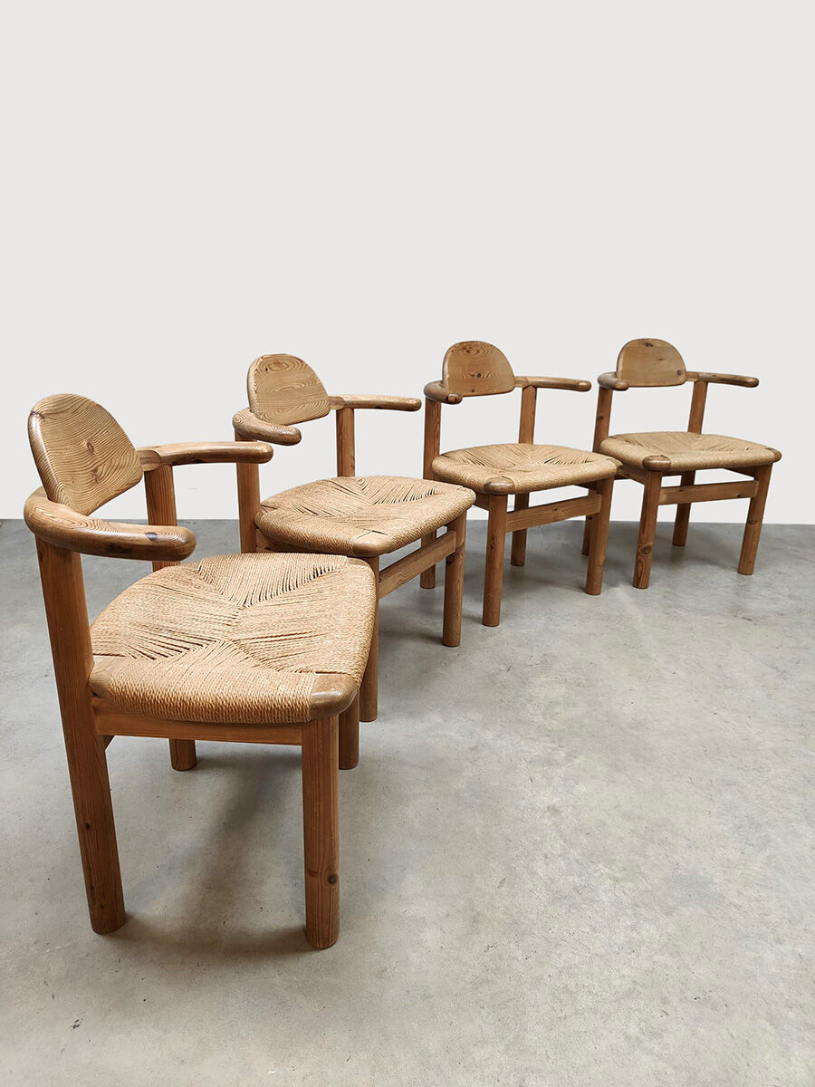Vintage Rainer Daumiller papercord dining chairs Hirtshals Savværk