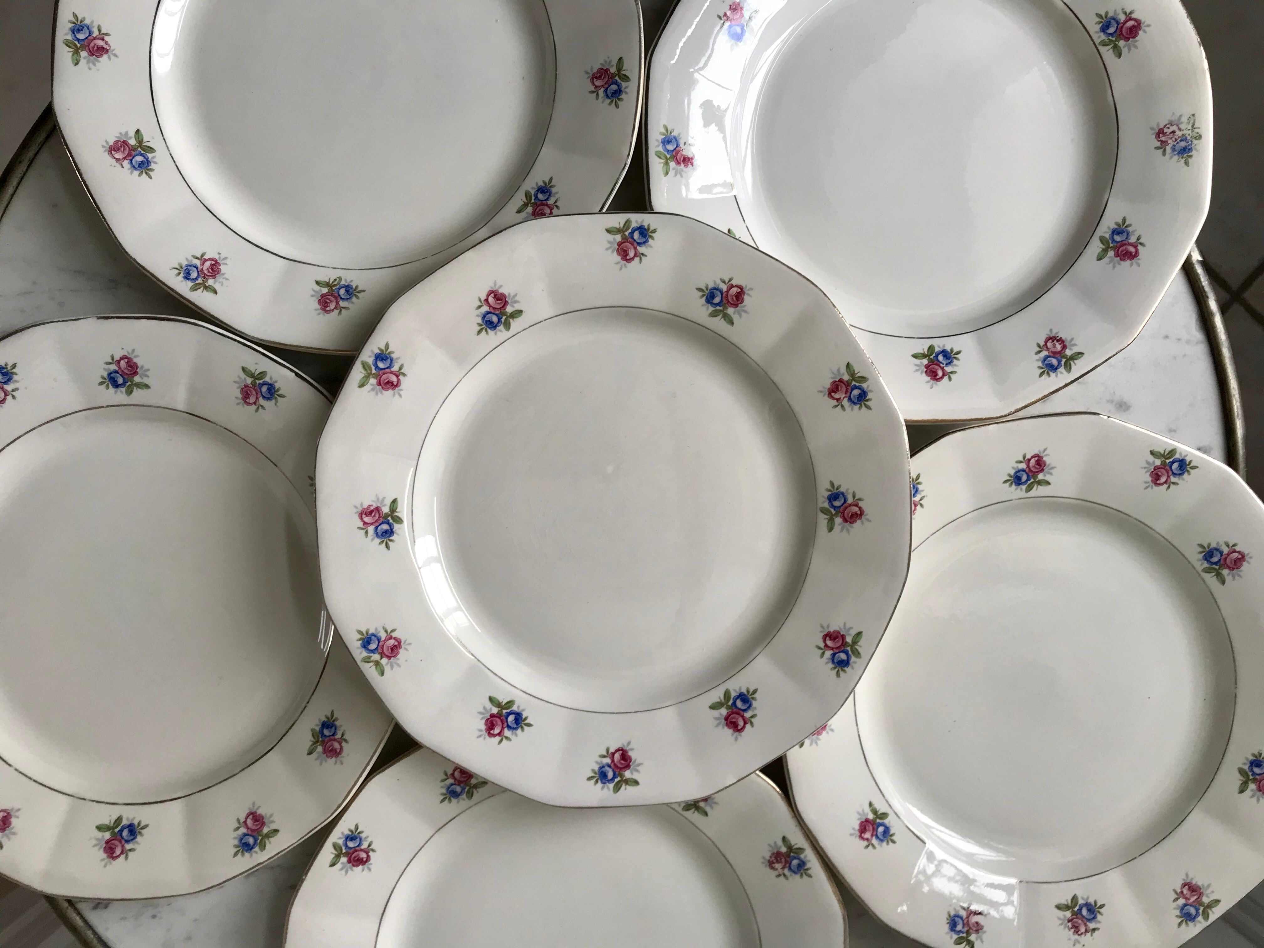 Set of 6 flat plates Digoin Sarreguemines 50s