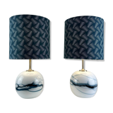 Pair of SAKURA table lamps by Michael Bang for Holmegaard, Denmark 1980