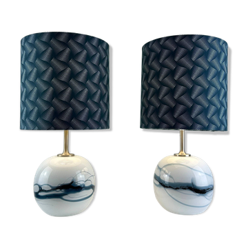 Pair of SAKURA table lamps by Michael Bang for Holmegaard, Denmark 1980