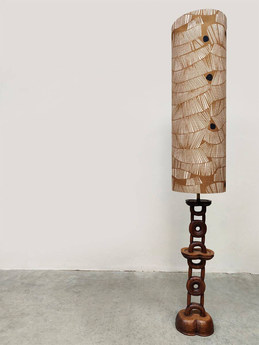 Danish vintage wooden floor lamp 1970 'Totem'