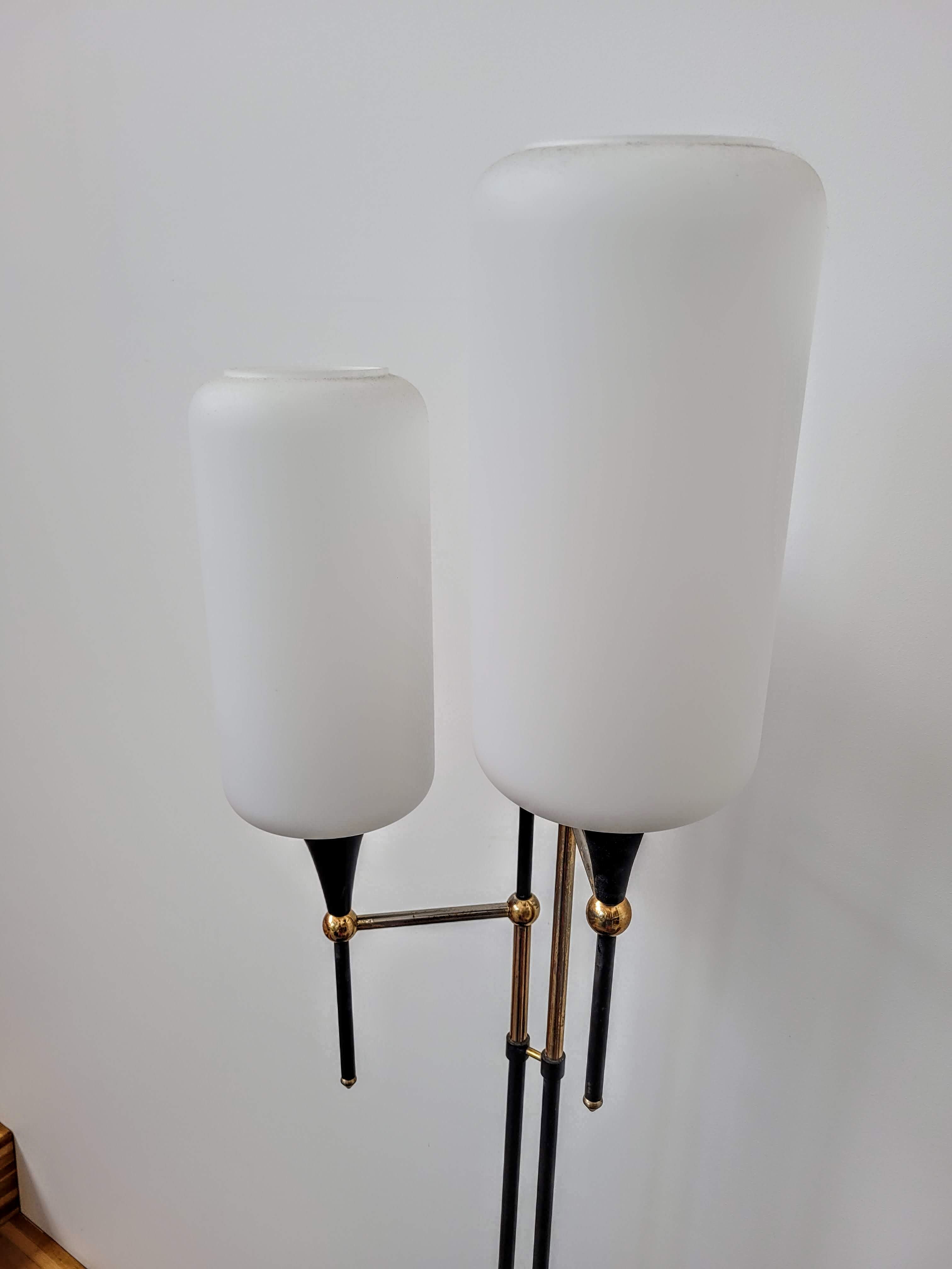 Floor lamp two glass globes and tablet