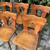 Set of 6 mountain chairs in fir folk art