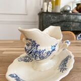 Blue iron earth gravy boat