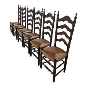 Serie de 6 chaises paillée