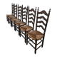 Set of 6 high-backed straw-seated chairs in solid oak from the early 1900s.