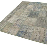 Handwoven Oriental Overdyed 176 cm x 247 cm Grey Patchwork Carpet