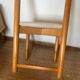 Vintage wooden chair with cream white corduroy seat