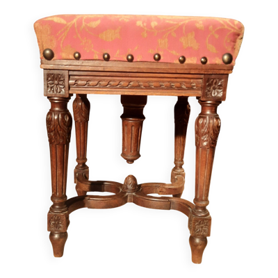 Tabouret de piano carré style Louis XVI