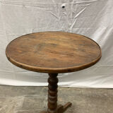 Ancien guéridon, brutaliste en bois tourné