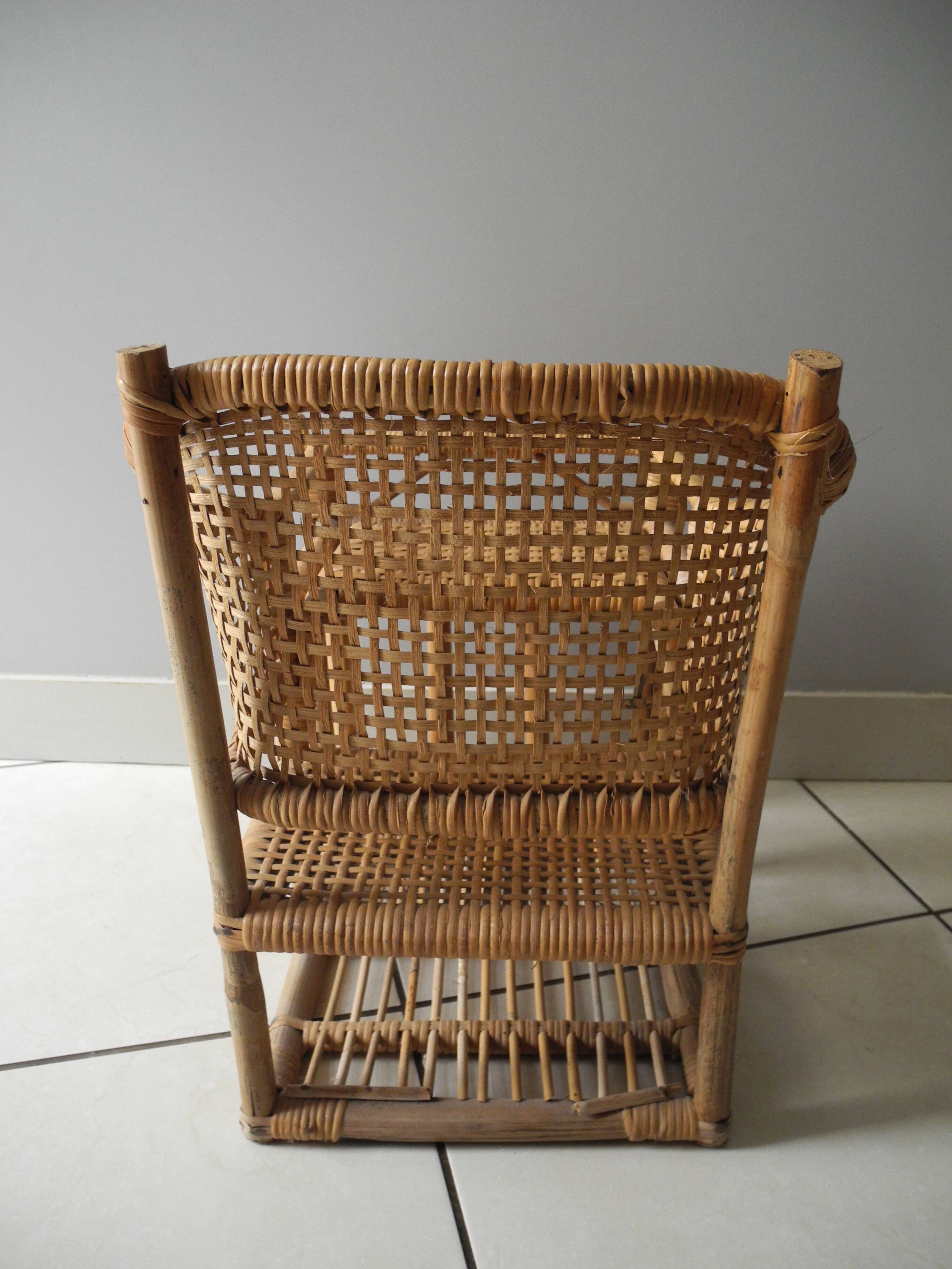 vintage rattan bamboo baby doll chair