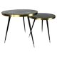 Round rotating table, aged mirror top and brass details, handmade, size M