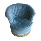 Blue velvet toad armchair
