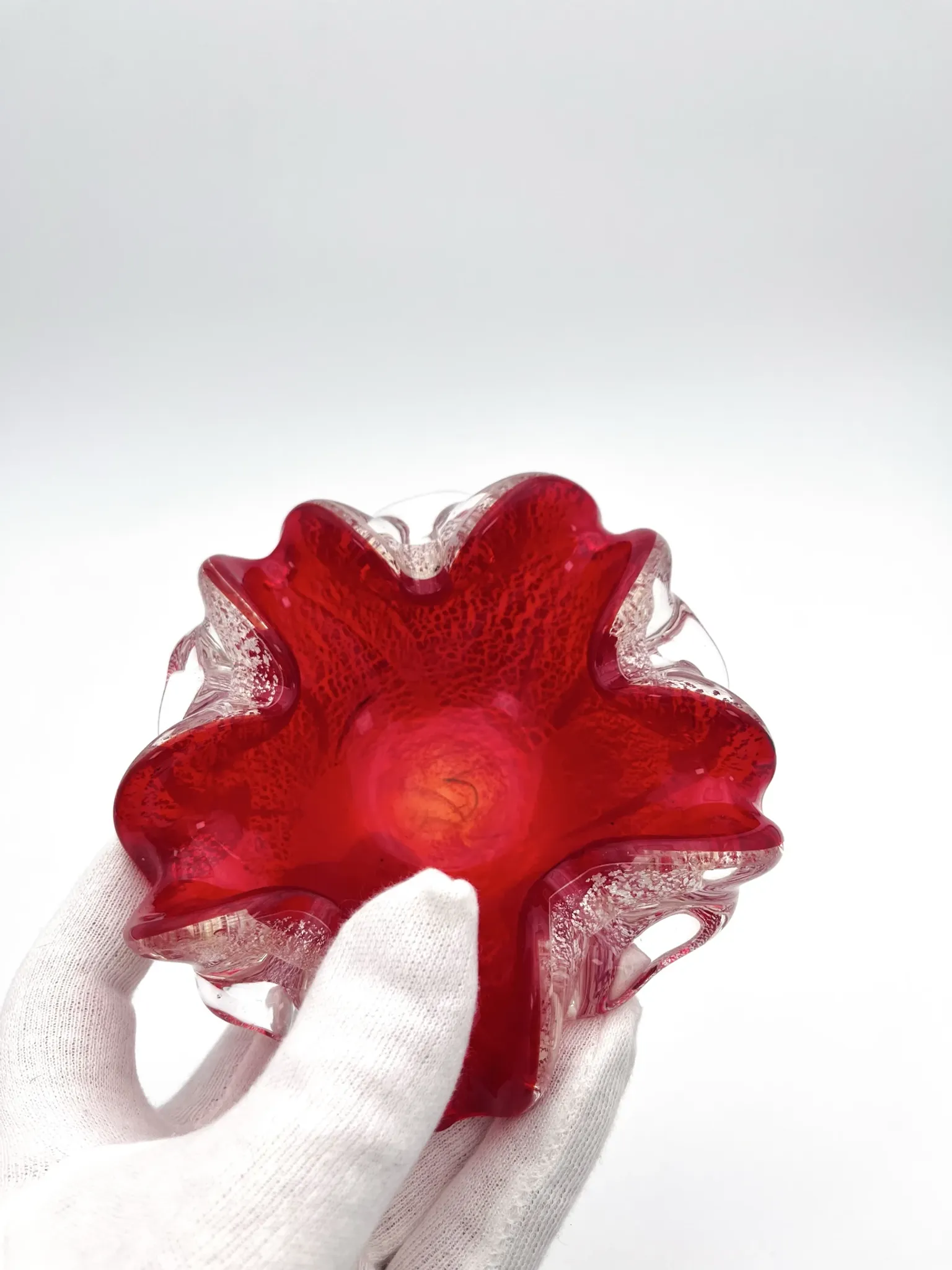 Coupe Vide-Poches Barovier Toso Murano 1950 Rouge Rubis
