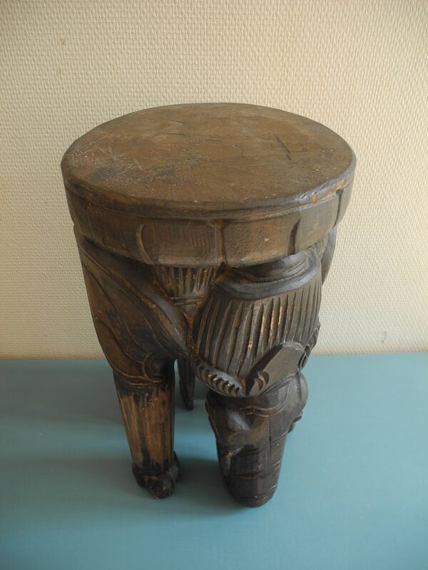 tabouret éléphant porte plante art africain vintage stool 50s