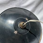 Vintage industrial lamp, green and black enamelled metal.