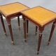 Pair of small flying tables dandy wrapped leather and gold vignette