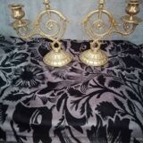 Pair of old bronze candlestick