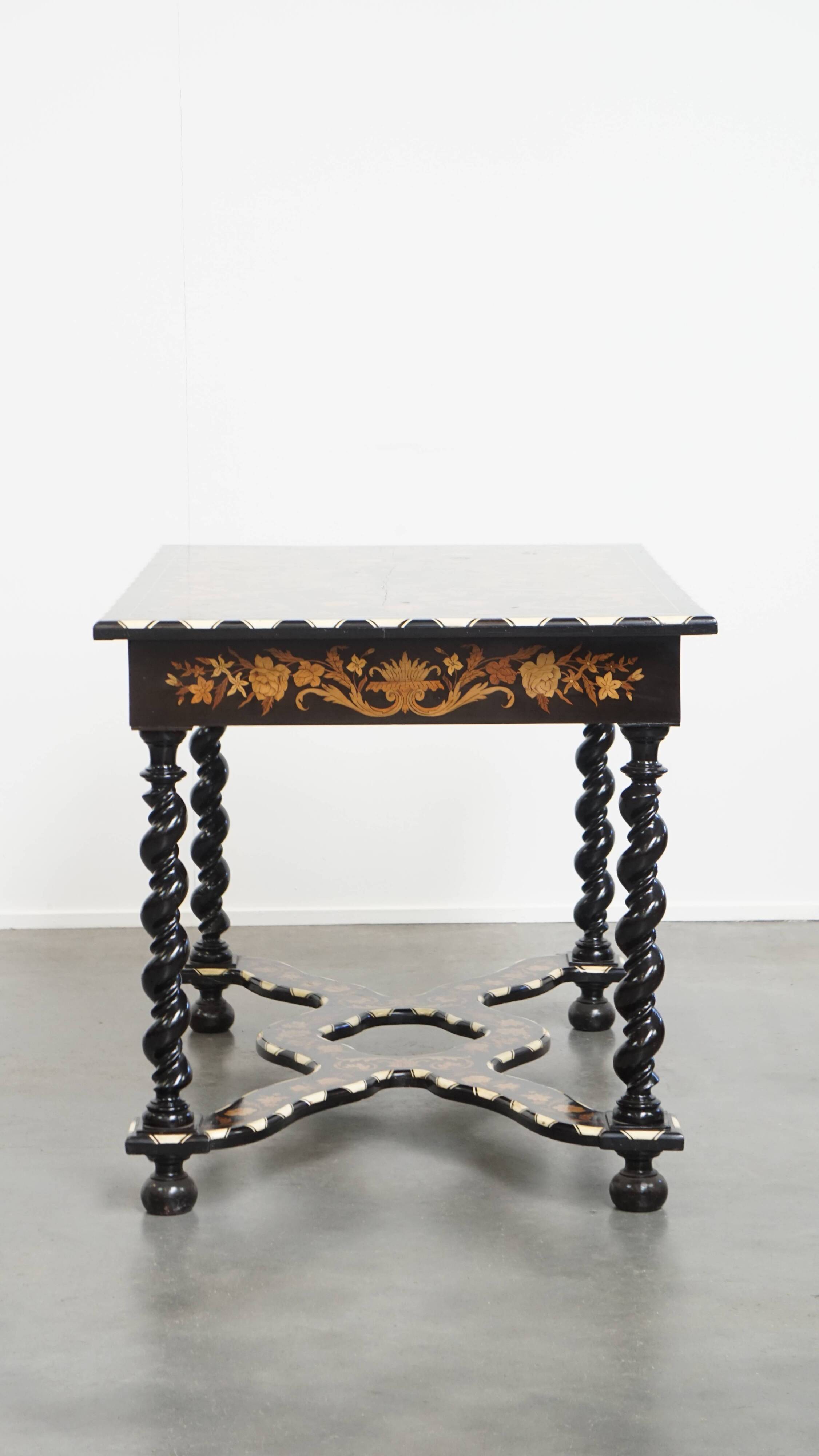 Antique 19th-Century Dutch Marquetry Table