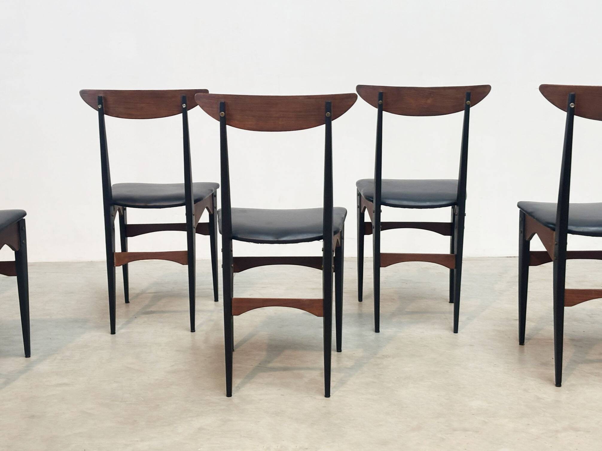 Set of six sculptural Italian dining chairs
