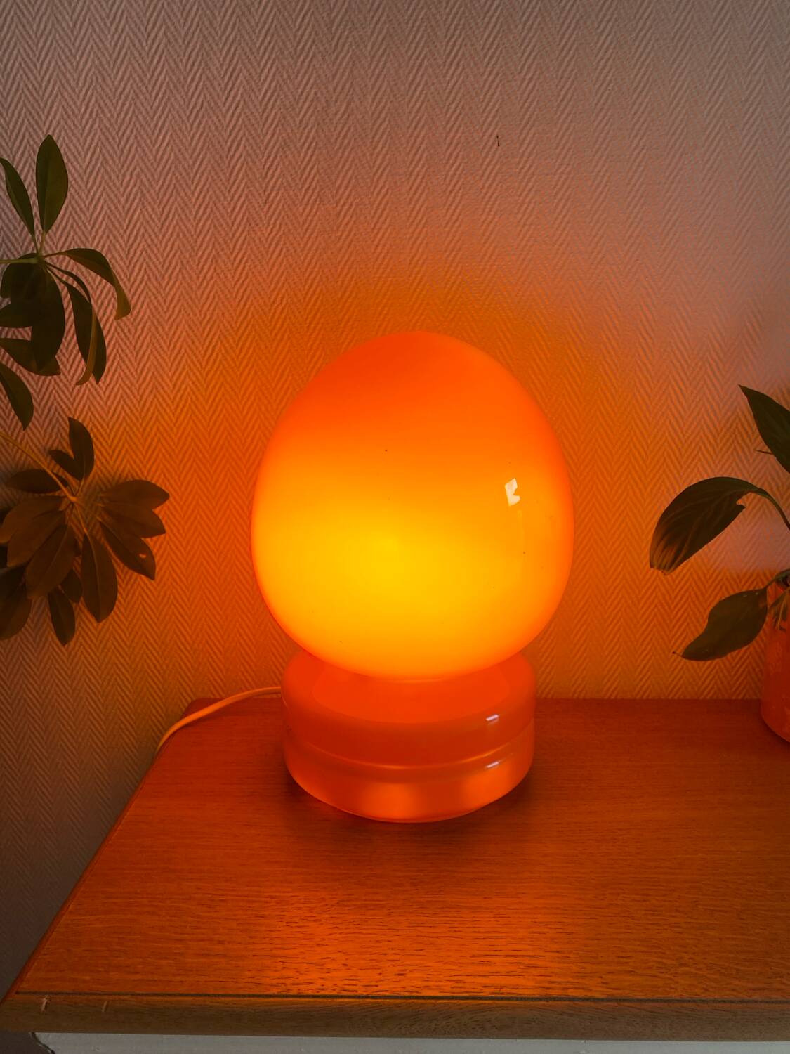 Lampe vintage Space age en verre orange