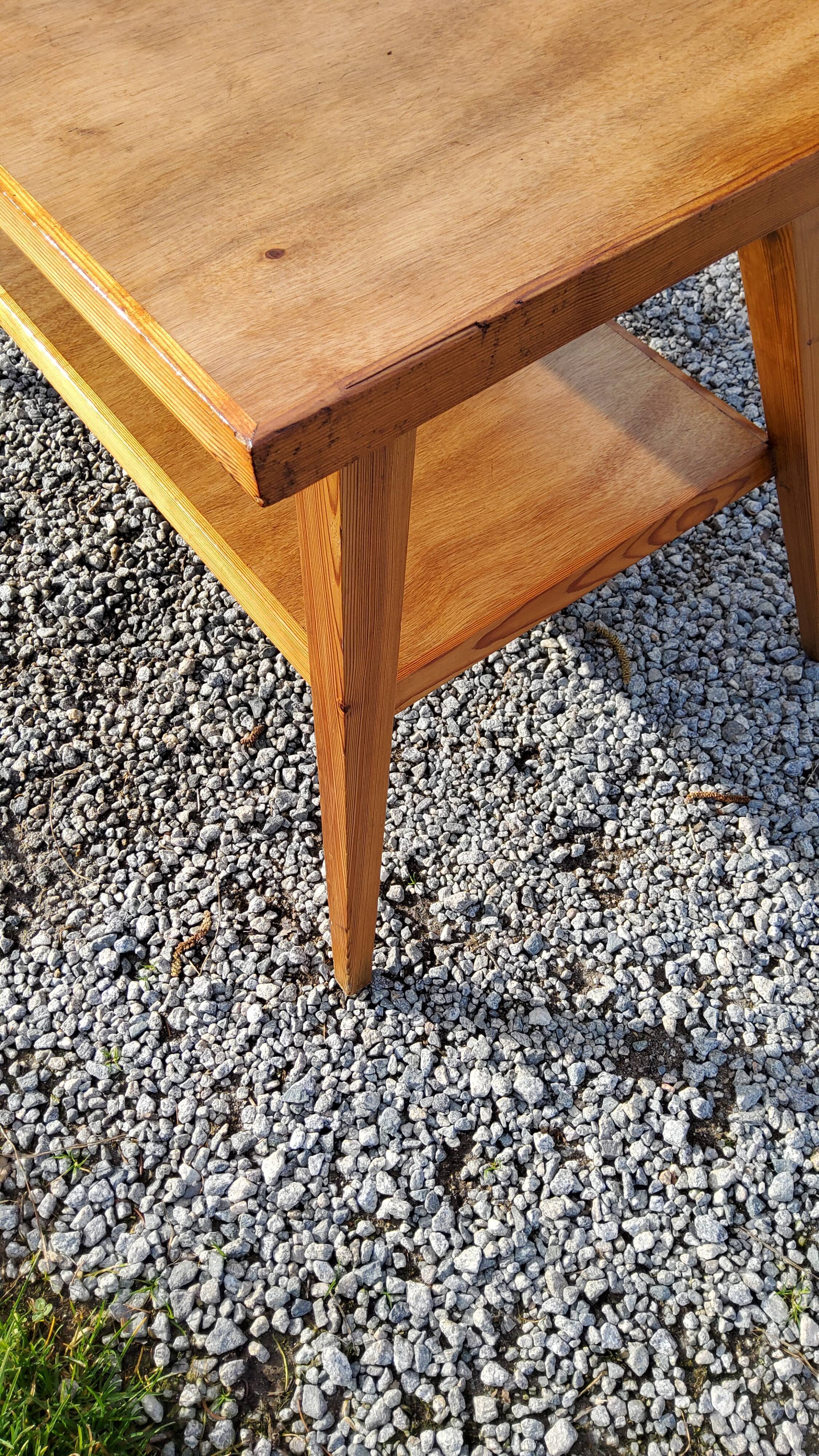 Coffee table of the 50s feet compass double wooden tops