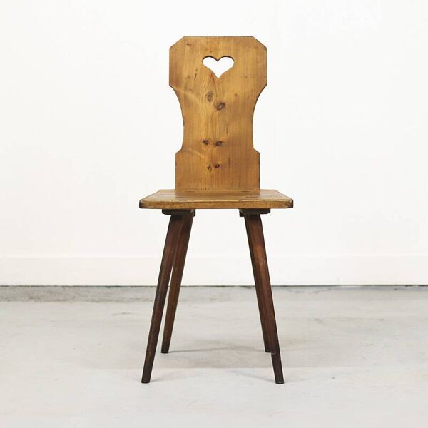 Chaise primitive de montagne antique du 19ème siècle