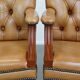 Set of 5 beautiful and luxurious cowhide Chesterfield dining/conference chairs in a light cognac colour