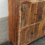 Meuble de rangement en bois ancien, 8 portes