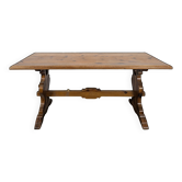 Grande table de ferme en pin à piètement en lyre