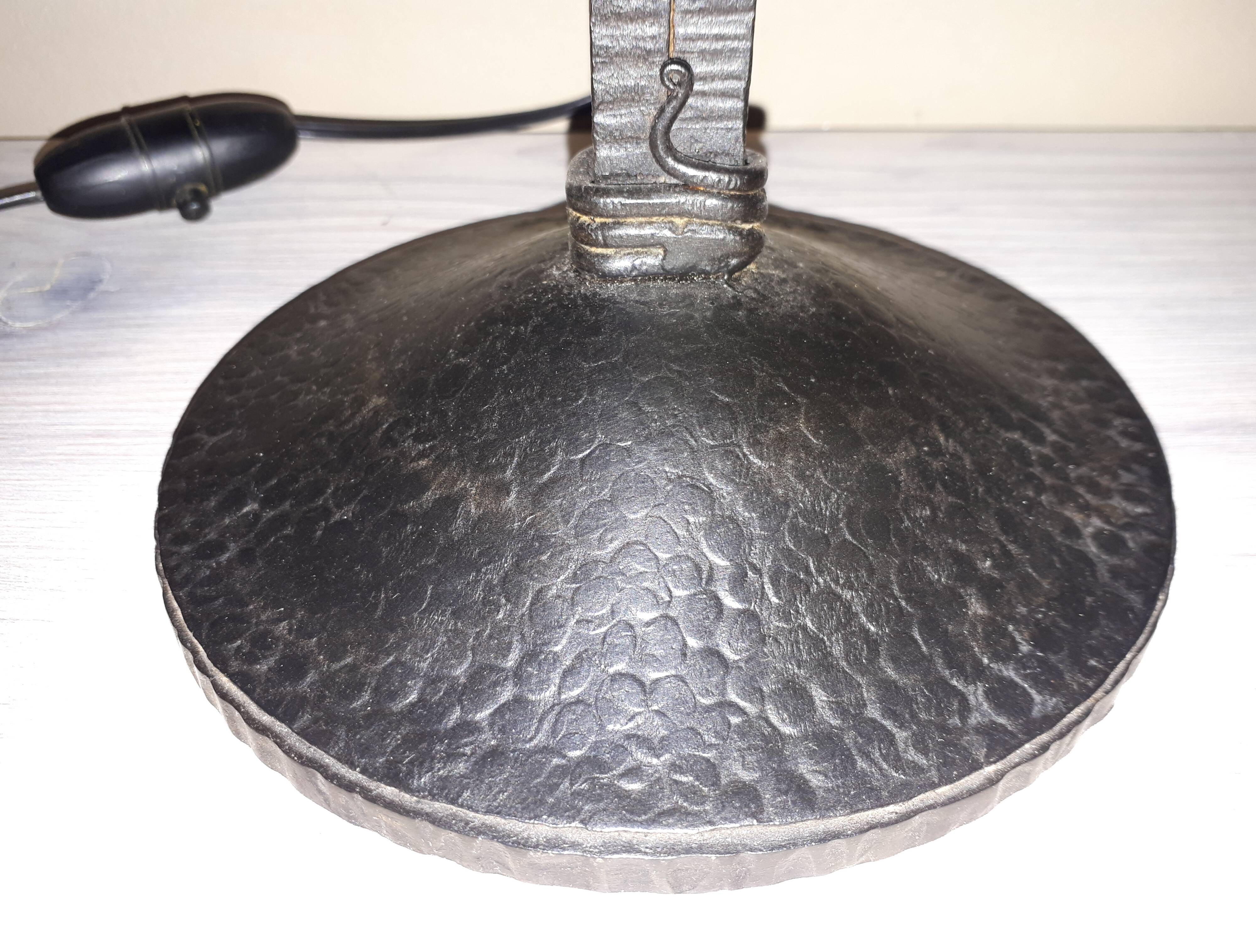 Art Deco Wrought Iron Lamp by Charles Schneider