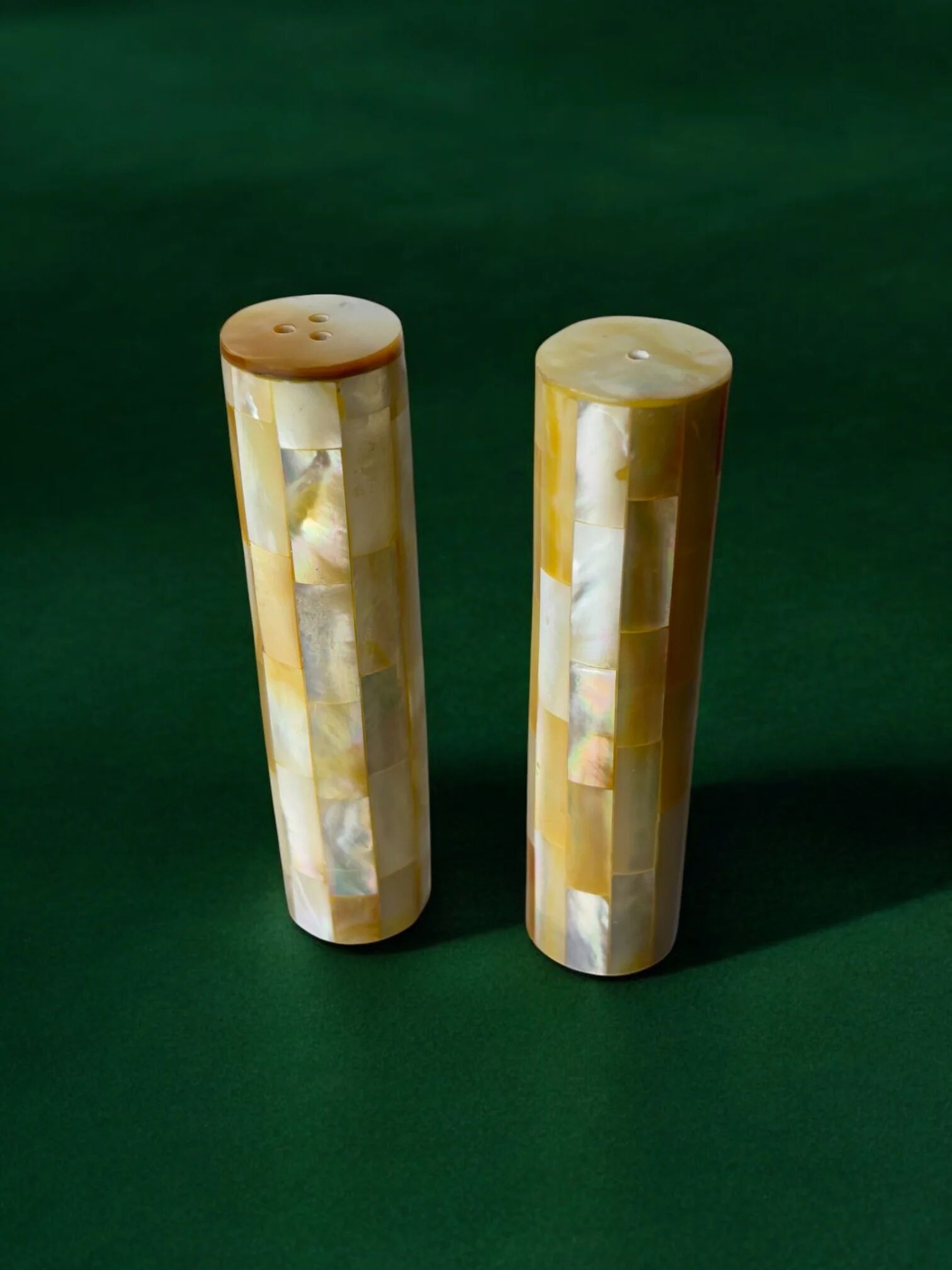 Mother-of-pearl salt & pepper shakers, Italy, 1970s