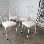 Set of 4 vintage chairs in metal and Skai