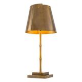 Pair of patinated brass table lamps with bamboo decoration.