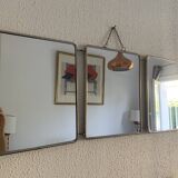 Miroir triptyque barbier brique vintage 1950 - 30 x 76 cm