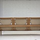 1970s, renovated Danish 3-seater sofa, solid oak wood.