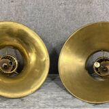 Pair of important marine chandeliers in bronze and gilded brass circa 1900