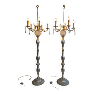 2 lampes de salon a 5 bras