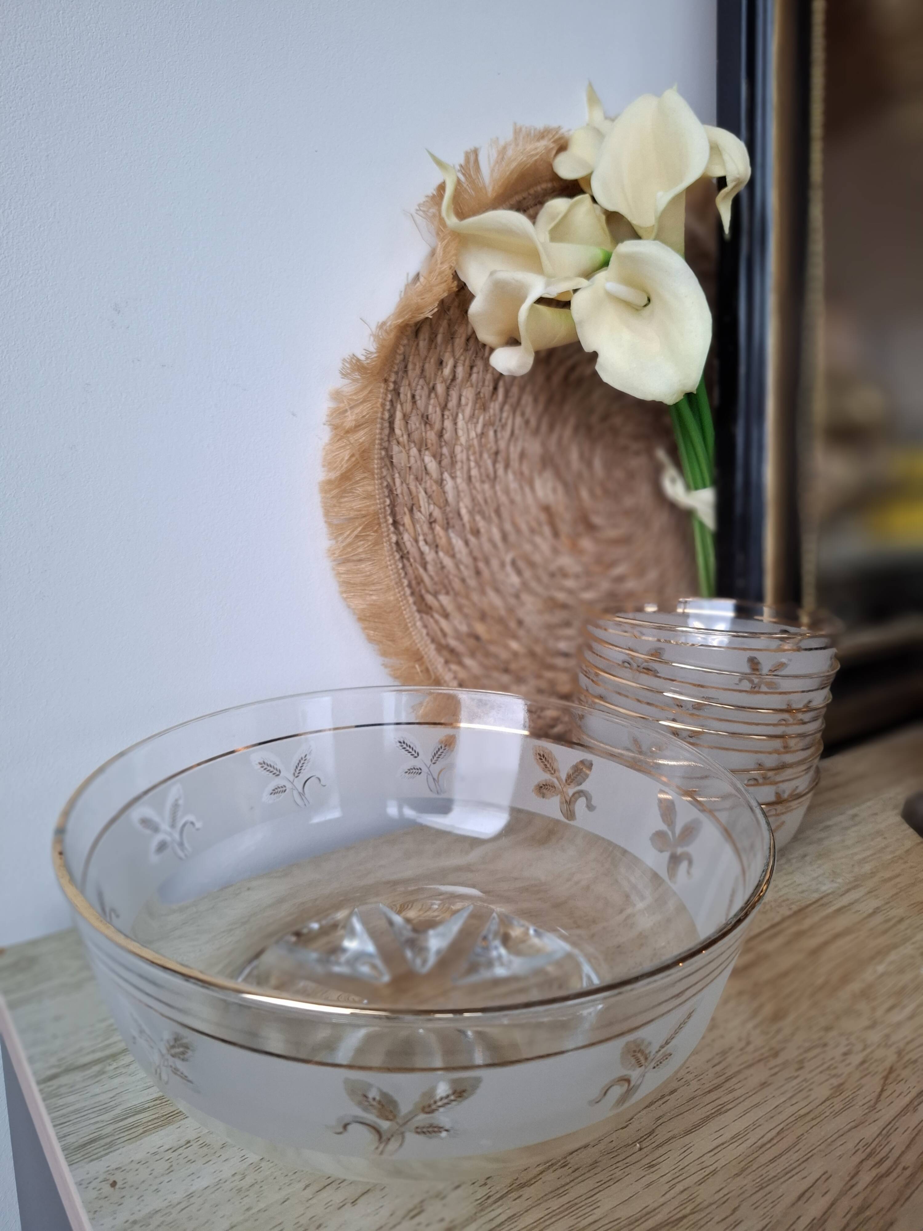 Vintage dessert service in cut glass