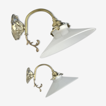 Pair of old vintage opaline sconces